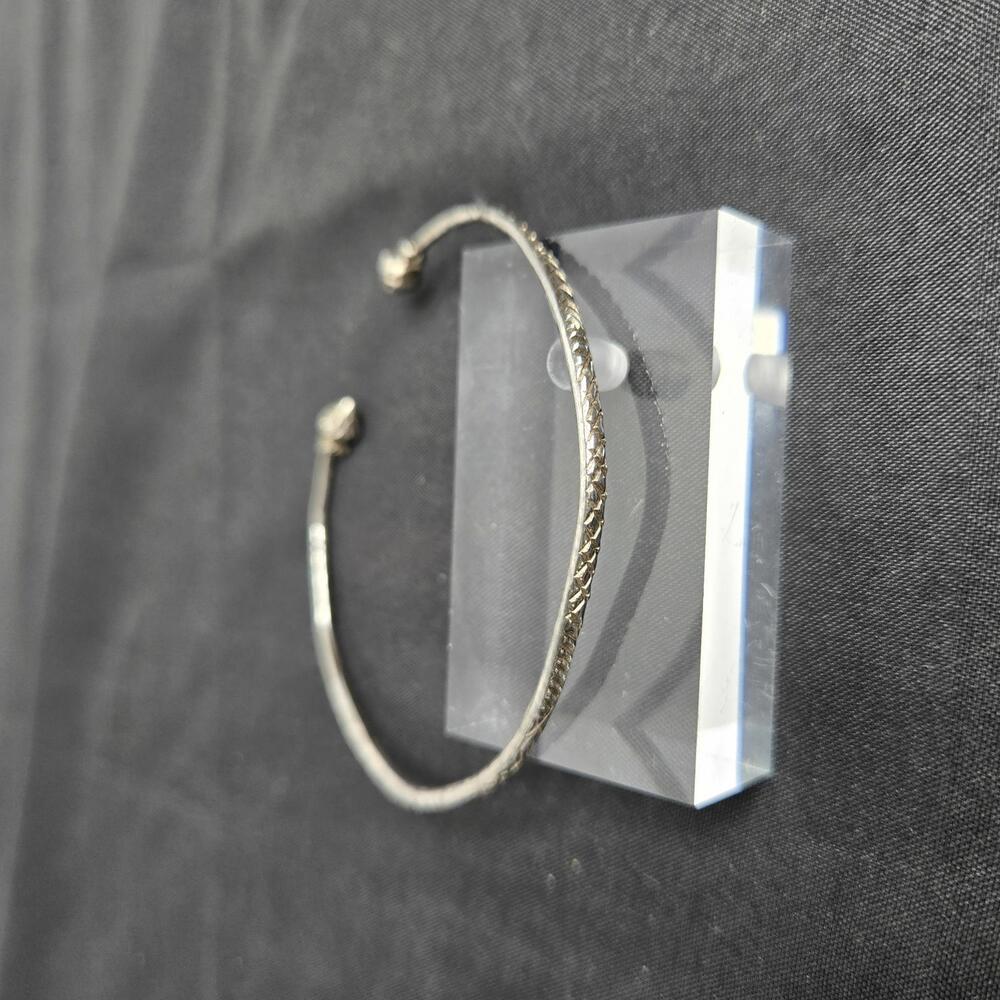 Vintage Sterling Silver Celtic Torc Bracelet 925 Acorn Ends Engraved Bangle